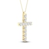 Thumbnail Image 2 of Lab-Created Diamond Cross Necklace 1 ct tw 14K Yellow Gold 18&quot;