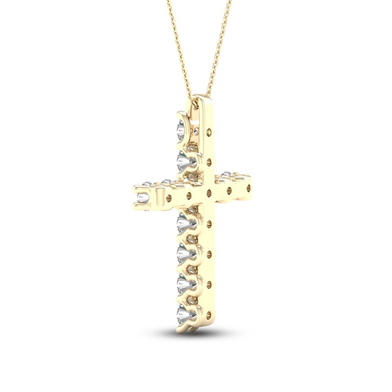 Main Image 4 of Lab-Created Diamond Cross Necklace 1 ct tw 14K Yellow Gold 18&quot;