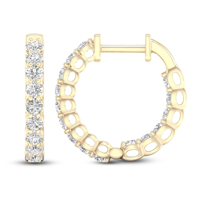 Lab-Created Diamond Inside-Out Hoop Earrings 1 ct tw 14K Yellow Gold