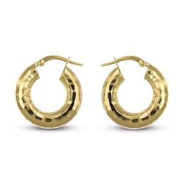 Diamond-Cut Hoop Earrings 14K Yellow Gold