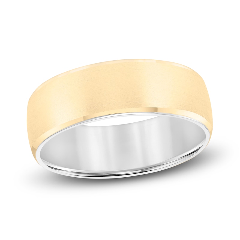 Main Image 1 of Men's Satin Wedding Band 14K Two-Tone Gold 7.0mm