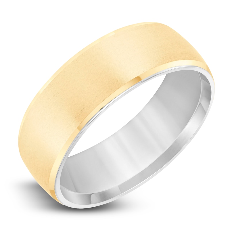 Main Image 2 of Men's Satin Wedding Band 14K Two-Tone Gold 7.0mm