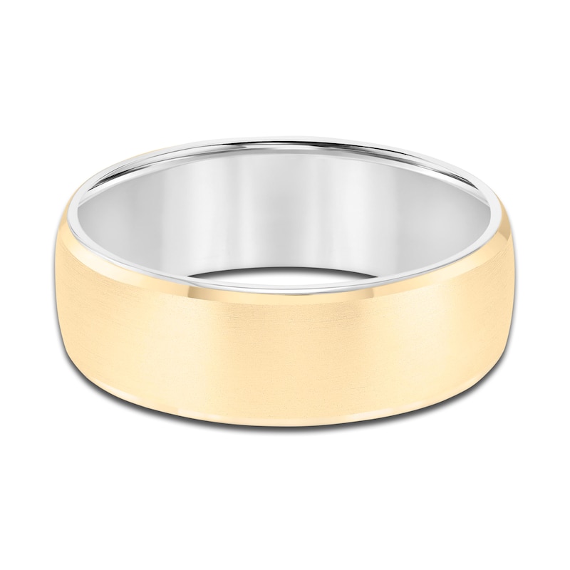 Main Image 3 of Men's Satin Wedding Band 14K Two-Tone Gold 7.0mm