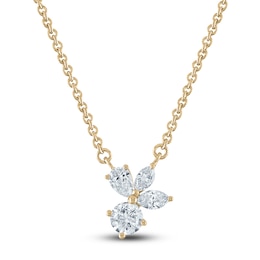 Round, Pear & Marquise-Cut Diamond Pendant Necklace 1/3 ct tw 10K Yellow Gold