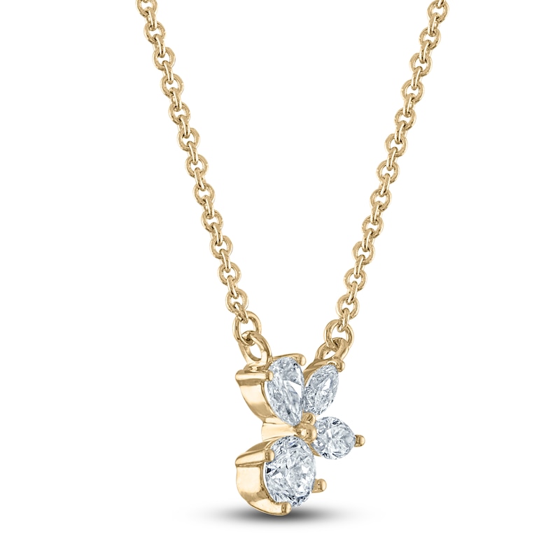 Main Image 2 of Round, Pear & Marquise-Cut Diamond Pendant Necklace 1/3 ct tw 10K Yellow Gold