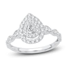 Thumbnail Image 1 of Pear & Round-Cut Diamond Double Halo Engagement Ring 1/2 ct tw 14K White Gold