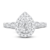 Thumbnail Image 3 of Pear & Round-Cut Diamond Double Halo Engagement Ring 1/2 ct tw 14K White Gold