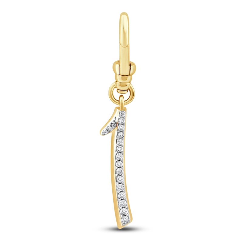 Main Image 1 of Charm'd by Lulu Frost Diamond Number 1 Charm 1/10 ct tw Pavé Round 10K Yellow Gold