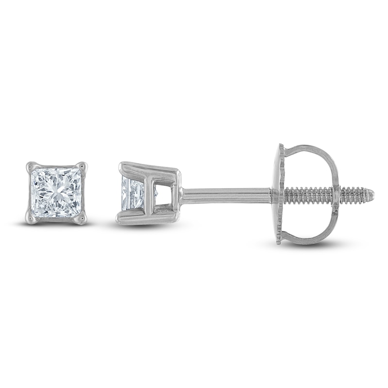 Princess-Cut Diamond Solitaire Stud Earrings 1/10 ct tw 14K White Gold (I/I2)