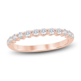 Diamond Scalloped Anniversary Ring 1/3 ct tw 14K Rose Gold