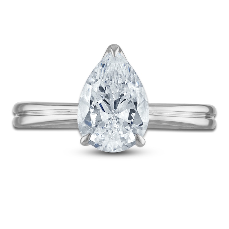 Certified Pear Diamond Solitaire Engagement Ring 1-1/2 ct tw 14K White Gold (I/I1)