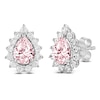 Thumbnail Image 0 of Pear-Shaped Pink Lab-Created Diamond & White Lab-Created Diamond Halo Stud Earrings 3 ct tw 14K White Gold