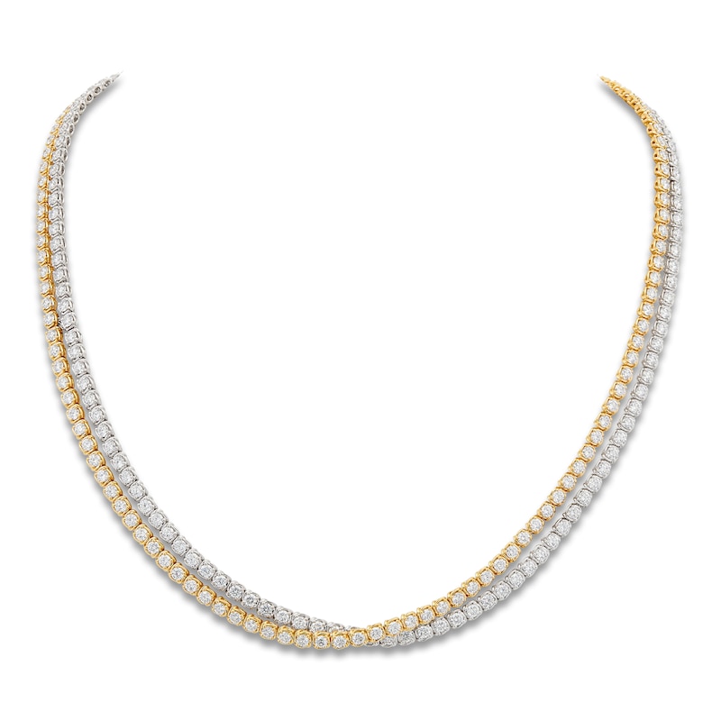 Matinee by A Link Diamond Layered Necklace 12-1/2 ct tw 18K Two-Tone Gold 16"