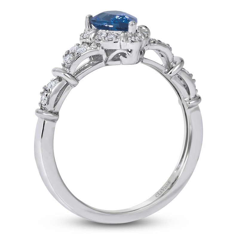 Le Vian Pear-Shaped Natural Blue Sapphire & Diamond Ring 1/6 ct tw Platinum