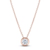 Thumbnail Image 1 of Certified Round-Cut Diamond Bezel-Set Solitaire Necklace 1/2 ct tw 14K Rose Gold 18&quot; (I1/I)