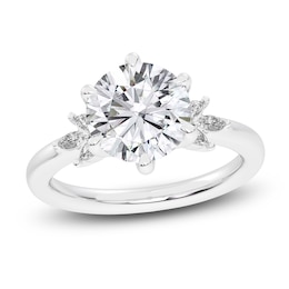 Lab-Created Round-Cut Diamond Floral Engagement Ring 3-1/5 ct tw 14K White Gold