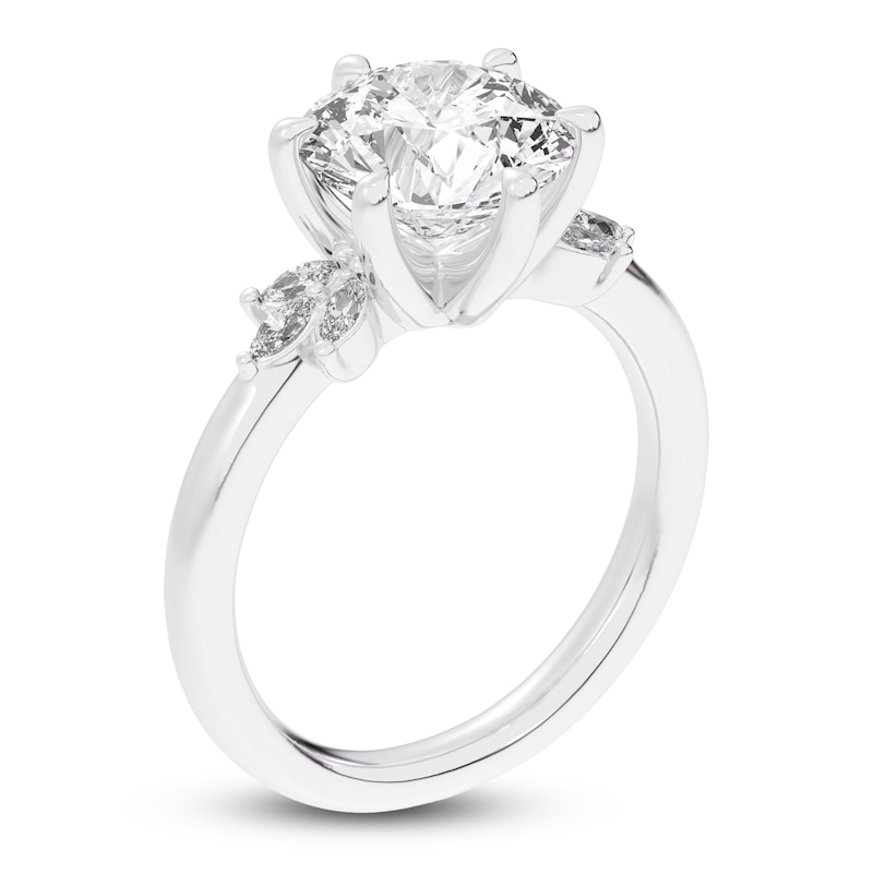 Lab-Created Round-Cut Diamond Floral Engagement Ring 3-1/5 ct tw 14K White Gold