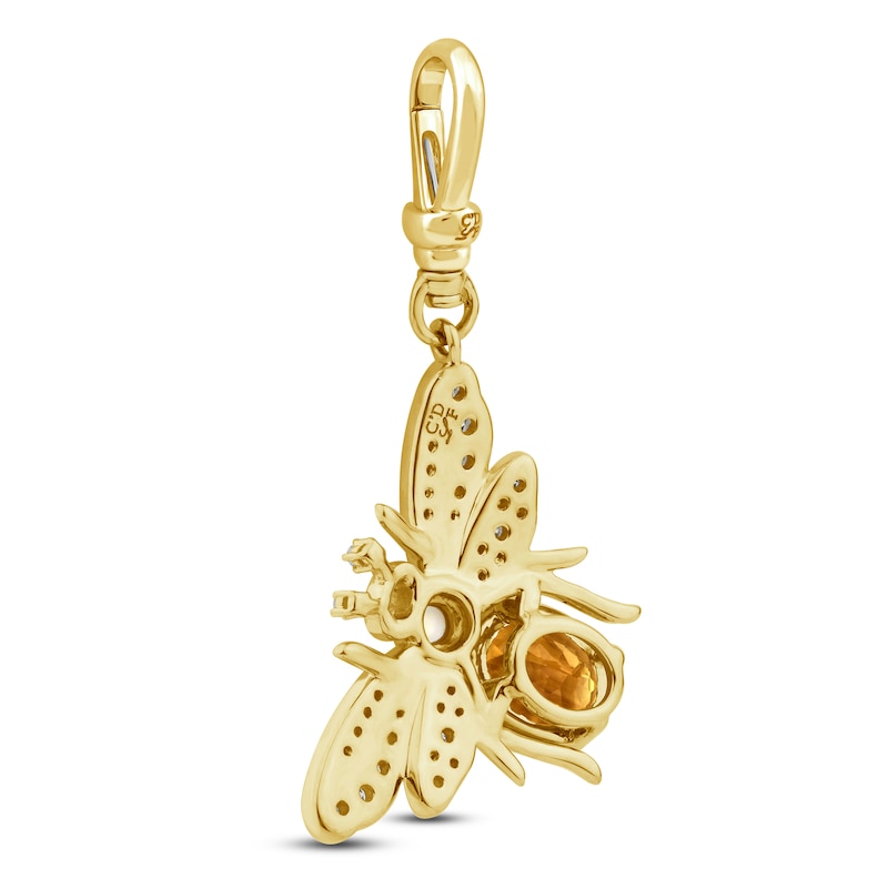 Main Image 3 of Charm'd by Lulu Frost Natural Citrine, Cultured Pearl & Diamond Bee Charm 1/4 ct tw 10K Yellow Gold