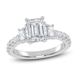 Lab-Created Emerald-Cut Diamond Engagement Ring 2 ct tw 14K White Gold