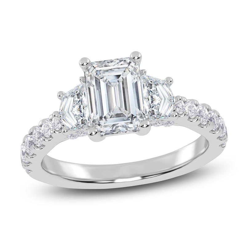 Lab-Created Emerald-Cut Diamond Engagement Ring 2 ct tw 14K White Gold