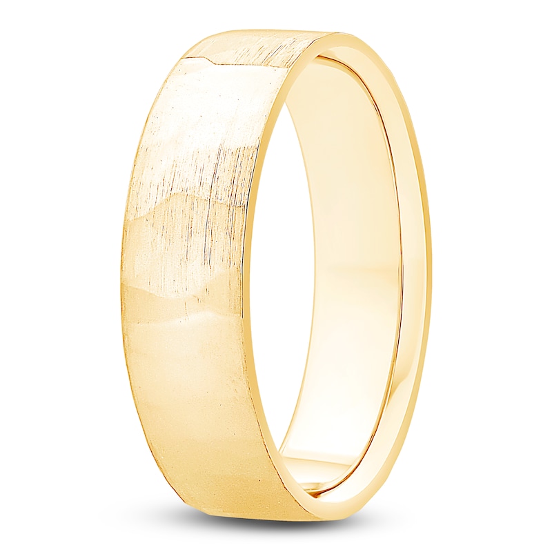 Main Image 2 of Men's Diamond-Cut Brushed Wedding Band 18K Yellow Gold 5.9mm