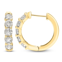 Brilliant Moments Diamond Five-Stone Hoop Earrings 3/4 ct tw 14K Yellow Gold