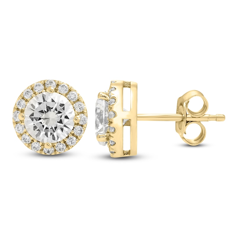 Main Image 1 of Brilliant Moments Diamond Halo Stud Earrings 3 ct tw 14K Yellow Gold