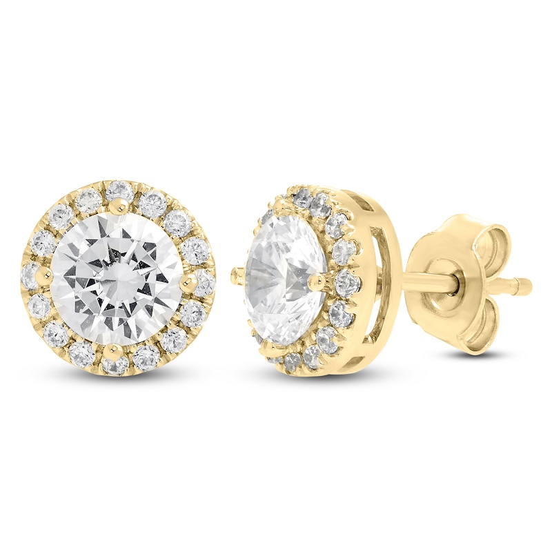 Main Image 2 of Brilliant Moments Diamond Halo Stud Earrings 3 ct tw 14K Yellow Gold