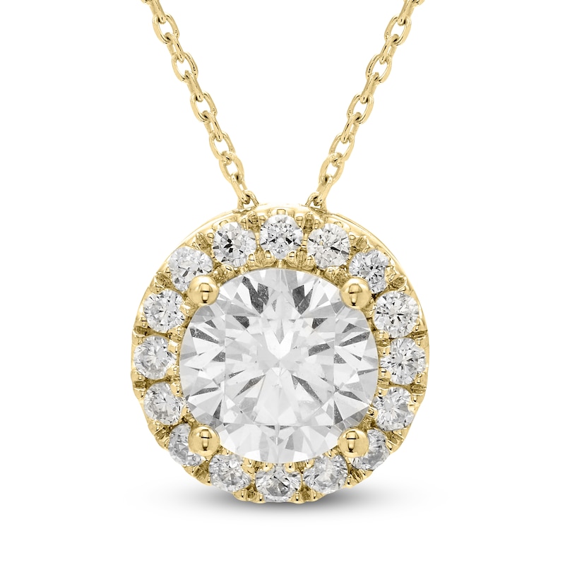 Main Image 1 of Brilliant Moments Diamond Halo Necklace 2-1/2 ct tw 14K Yellow Gold 18&quot;