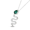 Thumbnail Image 2 of Pear-Shaped Lab-Created Emerald & White Lab-Created Sapphire Snake Necklace Sterling Silver 18&quot;