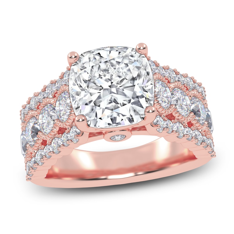 Main Image 1 of Cushion-Cut Lab-Created Diamond Engagement Ring 4-3/4 ct tw 14K Rose Gold