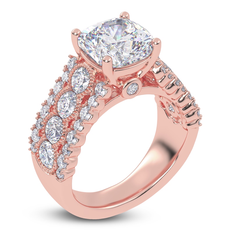 Main Image 2 of Cushion-Cut Lab-Created Diamond Engagement Ring 4-3/4 ct tw 14K Rose Gold