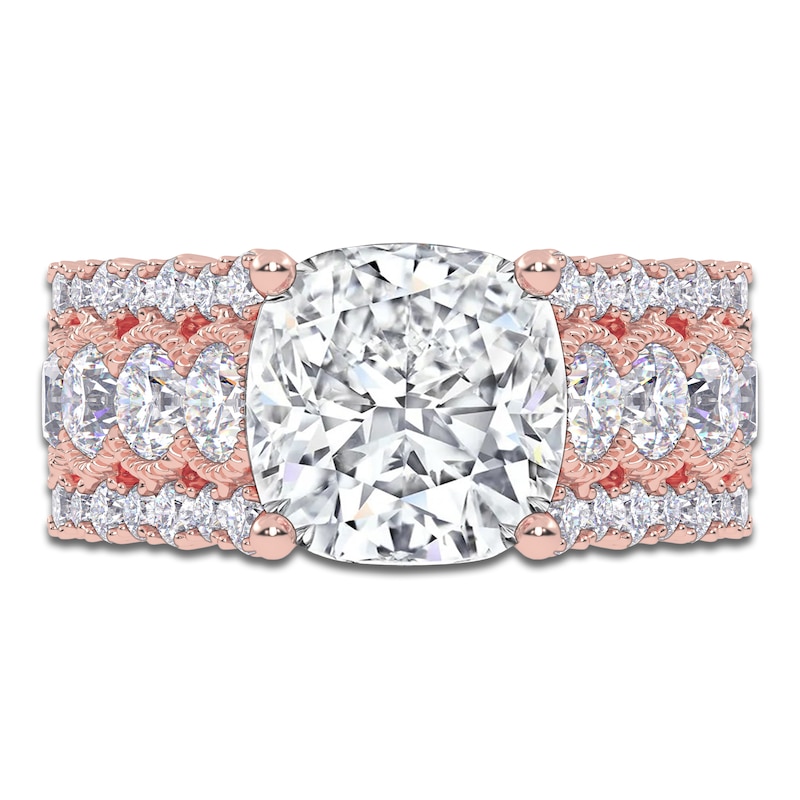 Main Image 3 of Cushion-Cut Lab-Created Diamond Engagement Ring 4-3/4 ct tw 14K Rose Gold