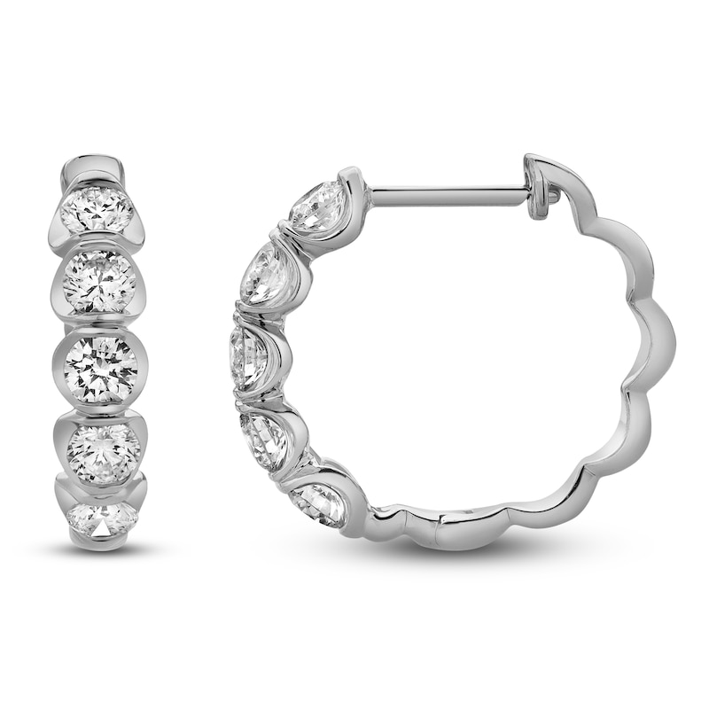 Main Image 2 of Blue Nile X Jared Diamond Scalloped Hoop Earrings 1 ct tw 14K White Gold