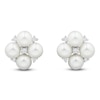 Thumbnail Image 1 of Cultured Pearl & White Lab-Created Sapphire Quad Stud Earrings Sterling Silver