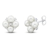 Thumbnail Image 2 of Cultured Pearl & White Lab-Created Sapphire Quad Stud Earrings Sterling Silver