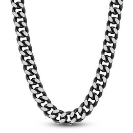 Men's Curb Chain Necklace 9mm Black Ion-Plated Stainless Steel 24&quot;