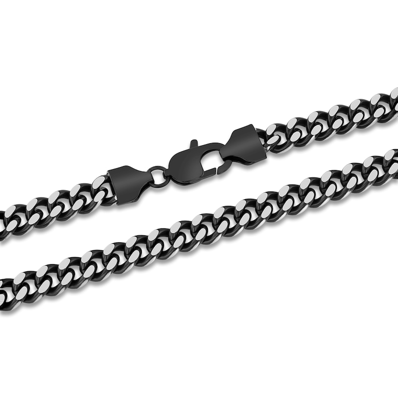 Main Image 2 of Men's Curb Chain Necklace 9mm Black Ion-Plated Stainless Steel 24&quot;