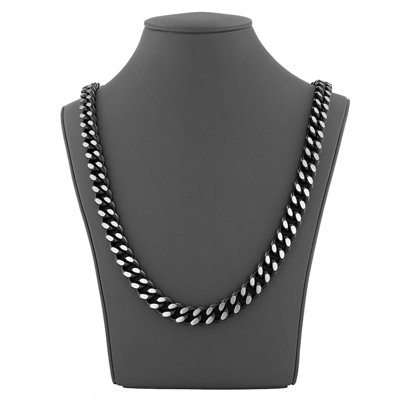 Main Image 5 of Men's Curb Chain Necklace 9mm Black Ion-Plated Stainless Steel 24&quot;