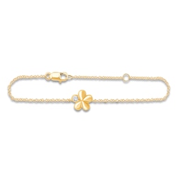 Children's Diamond Flower Bracelet 1/20 ct tw 14K Yellow Gold 6&quot;