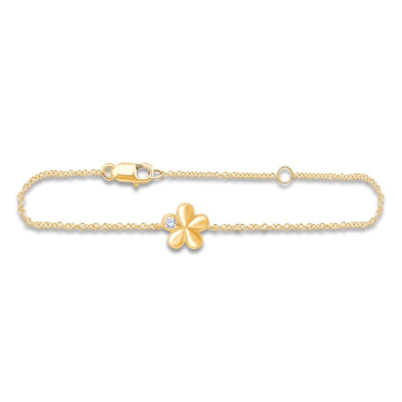 Main Image 1 of Children's Diamond Flower Bracelet 1/20 ct tw 14K Yellow Gold 6&quot;