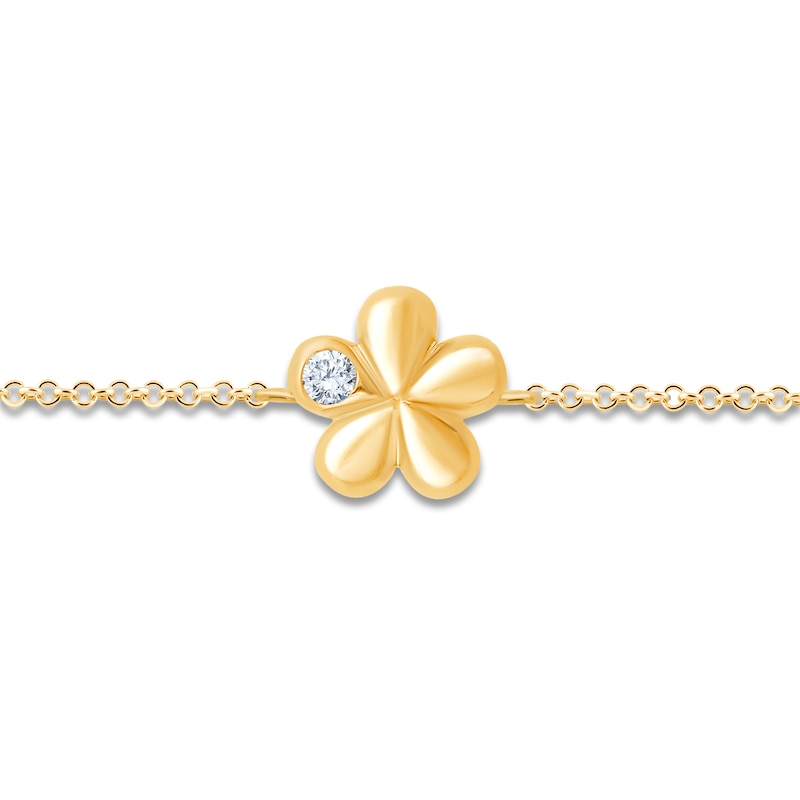 Main Image 2 of Children's Diamond Flower Bracelet 1/20 ct tw 14K Yellow Gold 6&quot;