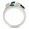 Thumbnail Image 4 of Marquise-Cut Lab-Created Emerald & White Lab-Created Sapphire Leaf Ring Sterling Silver