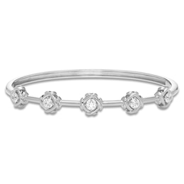 Unspoken Diamond Station Bangle Bracelet 1 ct tw 14K White Gold 7&quot;