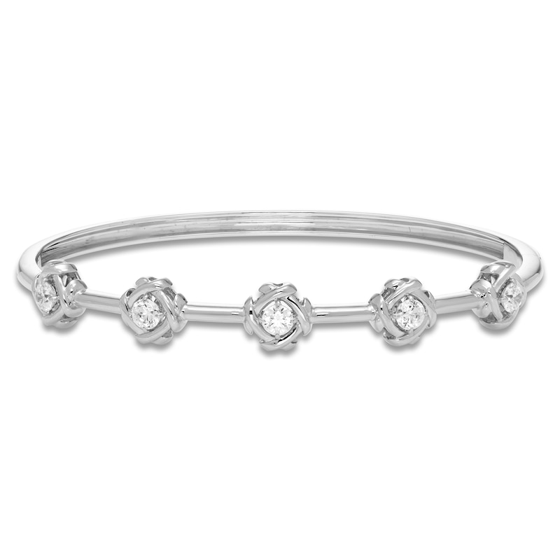 Unspoken Diamond Station Bangle Bracelet 1 ct tw 14K Gold 7