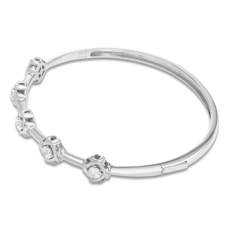 Main Image 2 of Unspoken Diamond Station Bangle Bracelet 1 ct tw 14K White Gold 7&quot;