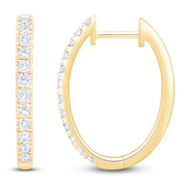 Lab-Created Diamond Oval Hoop Earrings 1/2 ct tw 14K Yellow Gold