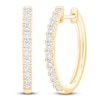 Thumbnail Image 2 of Lab-Created Diamond Oval Hoop Earrings 1/2 ct tw 14K Yellow Gold