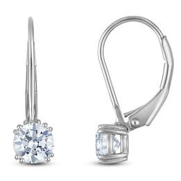 Round-Cut Lab-Created Diamond Solitaire Drop Earrings 1 ct tw 14K White Gold (SI2/F)