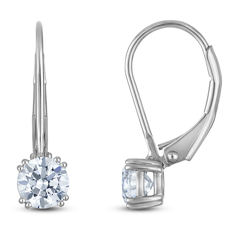 Main Image 1 of Round-Cut Lab-Created Diamond Solitaire Drop Earrings 1 ct tw 14K White Gold (SI2/F)